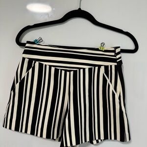 Zara Black and White High Waist Striped Shorts